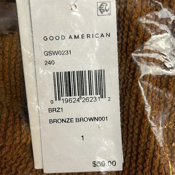 Good American Crinkle Always Fits Twist Front Bikini‎ Top in Bronze Size 1 (Sm) - Picture 8 of 8